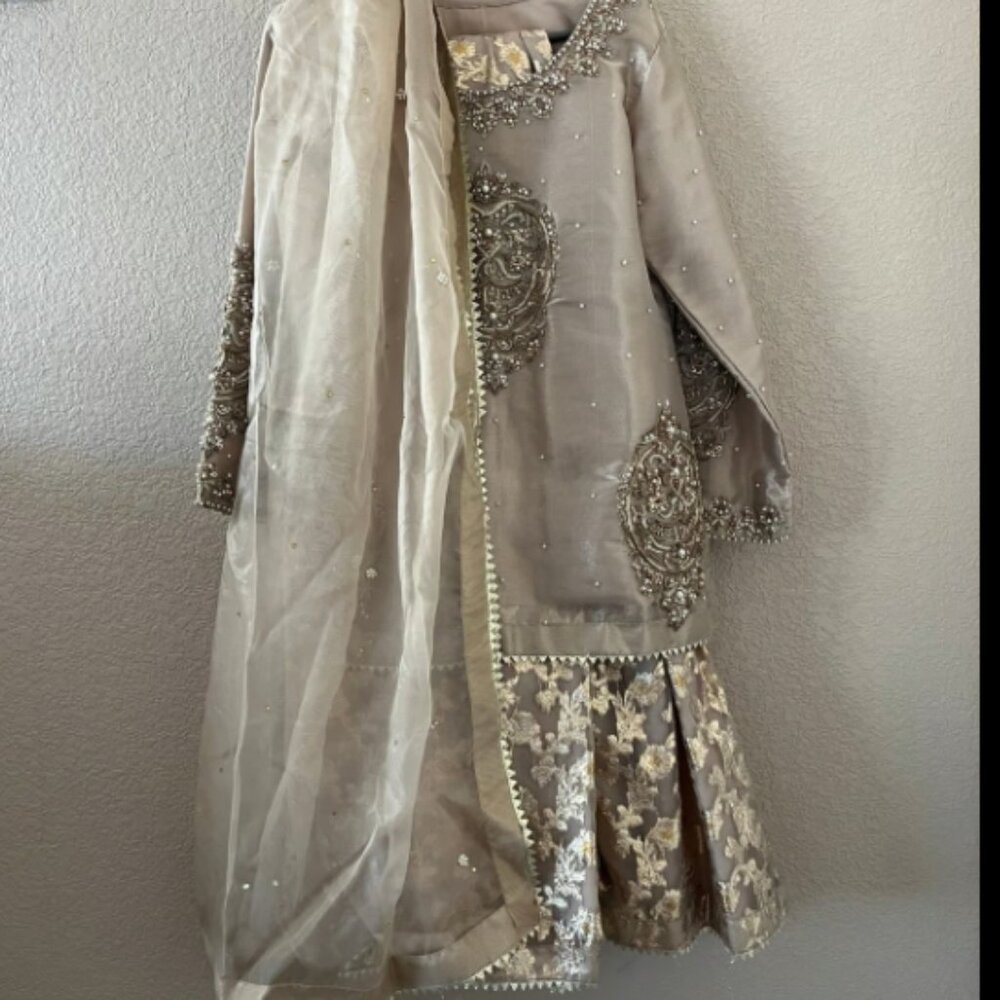 Pakistani golden gharara sharara Dress